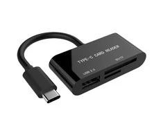 GEMBIRD UHB-CR3-02 Gembird kompaktiškas USB Type-C SDXC kortelių skaitytuvas, OTG, juodas