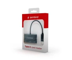 GEMBIRD UHB-CR3-02 Gembird kompaktiškas USB Type-C SDXC kortelių skaitytuvas, OTG, juodas