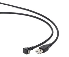 Gembird Cablexpert USB A - MicroUSB B, 1,8 m kampinis mikro-USB laidas, USB A, Micro-USB B, 1,8 m, Juodas