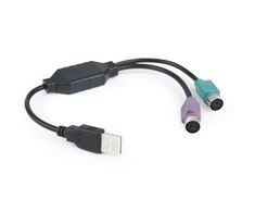 GEMBIRD UAPS12-BK Gembird USB į 2 jungtys PS/2 keitiklis USB A kištukas/2 x MDIN 6F 30cm laidas juodas