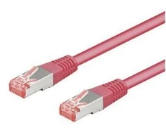 Goobay 0,5 m CAT 6 pataisų kabelis, S/FTP (PiMF), rausvai raudona
