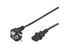 Goobay tipas F, CEE 7/7 - C13 maitinimo laidas su kampiniu kištuku, 3 m, juodas