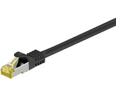Goobay 0,5 m RJ45 pataisinis kabelis CAT 6A S/FTP (PiMF), 500 MHz, su CAT 7 neapdorotu kabeliu, juodas LSZH be halogenų, varinis