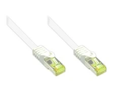Good Connections Geros jungtys. RJ45 komutacinis kabelis su Cat.7 Roh apsauga ir skląsčio apsauga (RNS), S/FTP, PiMF, be halogenų, 600MHz, OFC, baltas, 0,15m, geros jungtys (8070R-002W).