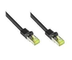 Good Connections Geros jungtys RJ45 Komutacinis kabelis su Cat.7 RohCable ir Rastnasenschutz (RNS), S/FTP, PiMF, be halogenų, 600MHz, OFC, juodas, 0,5m, Geros jungtys (8070R- 005S)