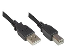 Kabelis USB Alcasa USB-A - USB-B 0.5 m Juodas (2510-05OFS)
