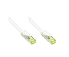 Good Connections Geras ryšys. RJ45 komutacinis kabelis su Cat.7 Roh kabeliu ir Rastnasenschutz (RNS), S/FTP, PiMF, be halogenų, 600MHz, OFC, baltas, 1m, geras ryšys (8070R-010W).