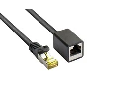 GoodConnections Geros jungtys RJ45 Patch kabelio prailginimas su Cat.7 RohCable ir užrakto apsauga (RNS), S/FTP, PiMF, be halogenų, 600MHz, OFC, juodas, 0,5m, Geros jungtys (8070VR- 005S)