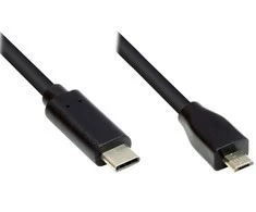 GoodConnections Good Connections Anschlusskabel 2m USB 2.0 USB-C zu USB 2.0 Micro B juodas