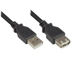USB kabelis Alcasa USB-A - USB-A 3m juodas (2511-OF3S)