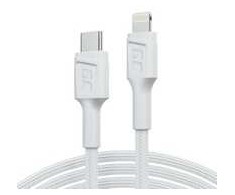 Green Cell Žalias Cell Kabelis Baltas USB-C – Lightning MFi 1m per Apple iPhone Žalias Cell PowerStream, su greitu Power Delivery įkrovimu