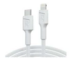 Green Cell Žalias Cell Kabelis Baltas USB-C – Lightning MFi 1m per Apple iPhone Žalias Cell PowerStream, su greitu Power Delivery įkrovimu