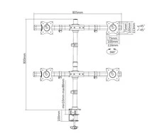 Laikiklis Multibrackets MB DESKMOUNT BASIC QUAD Juodas MAX 7.5KG