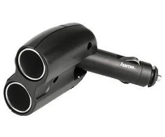 HAMA 2-way Distributor for Cigarette Lighter Socket 180 degrees 12 V