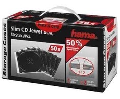 1x50 Hama CD Jewel Case SlimLine skaidrus-juodas 51269
