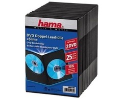 Hama Slim DVD Double Jewel Case pakuotė, 25 vnt., juoda 51185