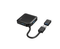 „Hama“ USB 3.0 šakotuvas, 4 USB-A prievadai su USB-C adapteriu, kompaktiškas dizainas