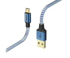 HAMA Reflective Charging/Data Cable Micro-USB 1.5 m mėlynas