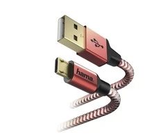 HAMA atspindintis įkrovimo/duomenų kabelis Micro-USB 1,5 m raudonas