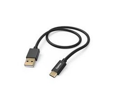 Hama kabelis ładujący/data "Fabric" USB-A- USB-C, nylonowy, juoda