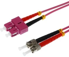 Helos 1 m OM4 SC / ST - 1 m - OM4 - SC - 2x ST - Vyras / Vyras - Violetinė