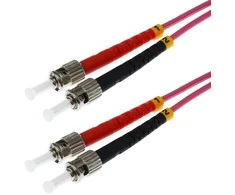 helos LWL Patchkabel OM4 Duplex 3,0mm ST-ST 50/125µm erikaviolett 2m LSZH