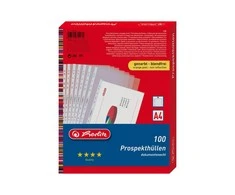 Herlitz Prospekthülle A4 genarbt Premium 100er Packung