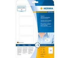 Herma Etiketės su pavadinimais, nuimamos, A4, 80 x 50 mm, baltos, atskiriamos, pagamintos iš acetato šilko, skirtos spausdinti - 4514