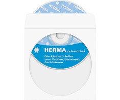 Herma CD/DVD rankovės 124x124 100 vnt baltos lipnios 1140