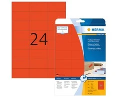 Herma Spalvotos etiketės 4467, A4, 70 x 37 mm, raudonas popierius, 480 vnt. (4467)