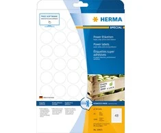 Etiketės HERMA A4, 30mm, apvalios, baltos