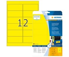 Herma Vandeniui nepralaidžios folijos etiketės, geltonos, A4, 99,1 x 42.3 mm, itin tvirtos rankenos - 8029