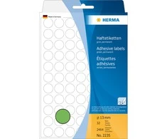Herma Lipnios etiketės, apvalus, žalia 13 mm 2464 vnt - 2235