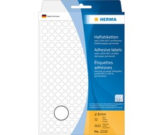 Herma etykiety, apvalus, papier balta, 8mm, 5632 vnt (2210)
