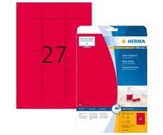 Herma Spalvų ženklinimas 5045, A4, 63.5 x 29,6 mm, matinis popierius ryškiai raudonas, 540 vnt. (5045)