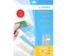 Herma atvirukų kišenės 10x15 10x4 lakštai skaidrūs 7695
