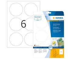 Herma Klijų etiketės 5068 Mobilieji, A4, apvalios, Ø 85 mm, baltas, matinis popierius, 150 vnt (5068)