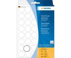 Herma 19 mm uždarymo etiketės, 20 lakštų (2257)