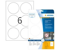 Herma Lipnios etiketės iš poliesterio plėvelės, apvalios 8336, A4, Ø 85 mm, baltos matinės, 150 vnt. (8336)