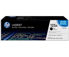 Hewlett Packard (HP) HP 125A 2 juodų tonerių kasečių pakuotė, 2 x 2000 puslapių, skirtos „Color LaserJet CP1210“, „CP1510“, „CM1312“ spausdintuvams