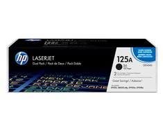 Hewlett Packard (HP) HP 125A 2 juodų tonerių kasečių pakuotė, 2 x 2000 puslapių, skirtos „Color LaserJet CP1210“, „CP1510“, „CM1312“ spausdintuvams