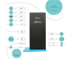 I-TEC USB 3.0 / USB-C dviguba HDMI prijungimo stotis 2x HDMI 1x GLAN 2x USB 3.0 4x USB 2.0 1x garsas 1x mikrofonas