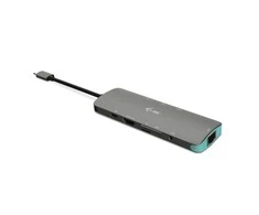 I-TEC USB C metalo nano dokas stotis 1xHDMI 4K 1xSD kortelių skaitytuvas 1xmicroSD kortelių skaitytuvas 1xGLAN 1xgarsas 3x USB 3.0 prievadas 1x USB-C PD