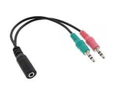 InLine Audio Headset Y-Adapteris cable, 2x 3.5mm plugs to 3.5mm jack 4-pole CTIA – 0.15m