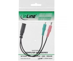 InLine Audio Headset Y-Adapteris cable, 2x 3.5mm plugs to 3.5mm jack 4-pole CTIA – 0.15m