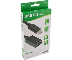 „InLine 35800“ USB 3.1 adapterio kabelis, C tipo kištukinis į A moteriškas USB tipo C kištukas iki A tipo USB lizdas 0,15 m juodas
