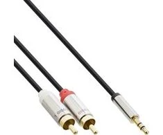 Kabelis InLine lizdas 3,5 mm - RCA (Cinch) x2 1m sidabro (99241)