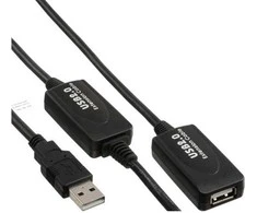 USB kabelis InLine USB-A - USB-A 10 m Juodas (34612I)