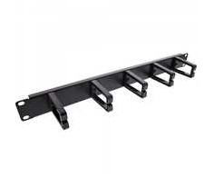 InLine® 19" Cable management panel, 5 small brackets, RAL9005, juodas