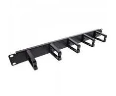 InLine® 19" Cable management panel, 5 small brackets, RAL9005, juodas